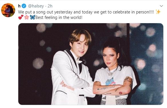 Halsey dan Suga BTS (Instagram/@halsey)