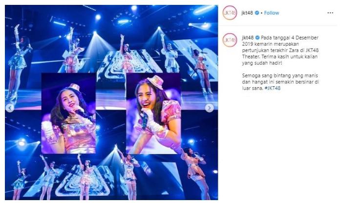 Penampilan terakhir Zara di JKT48 Theater. (Instagram/@jkt48)