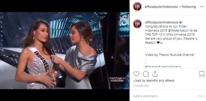 Frederika Alexis Cull. (Instagram/@officialputeriindonesia)