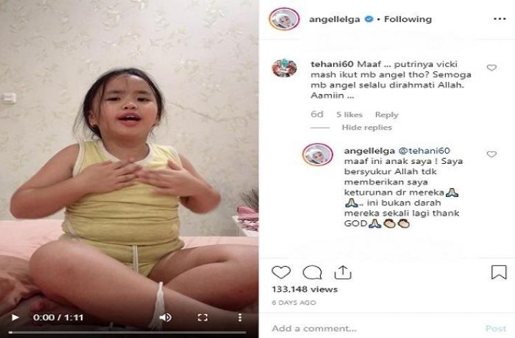 Putri Angel Lelga disangka anak Vicky Prasetyo (Instagram @angellelga)