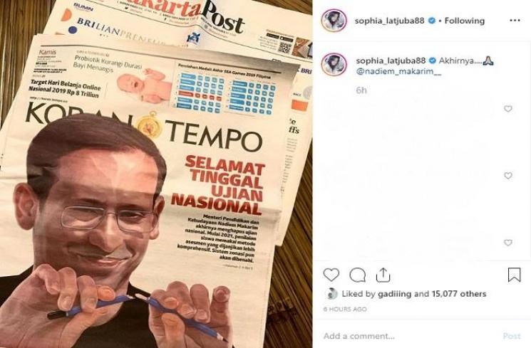 Tanggapan Sophia Latjuba soal penghapusan UN (Instagram @sophia_latjuba88)