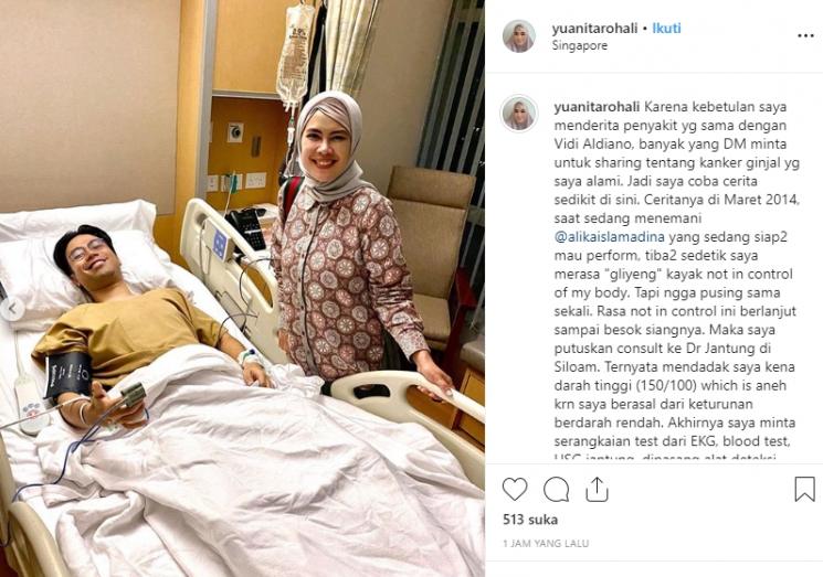 Kondisi terbaru Vidi Aldiano (Instagram/@yuanitarohali)