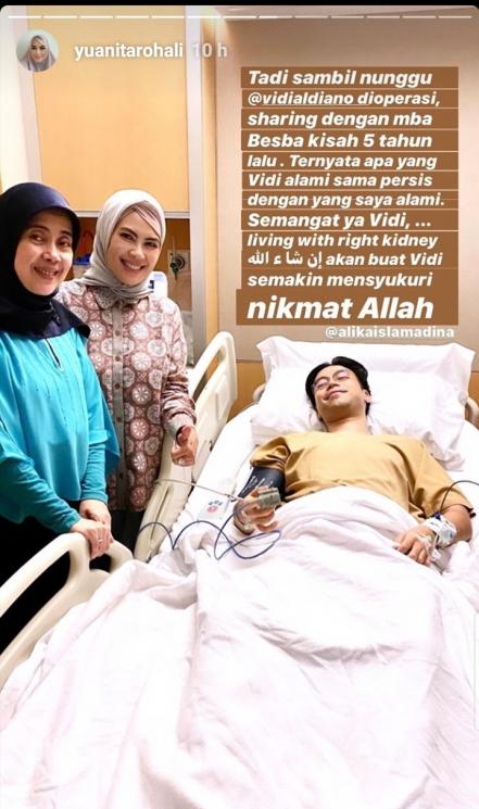Kondisi terbaru Vidi Aldiano (Instagram/@yuanitarohali)
