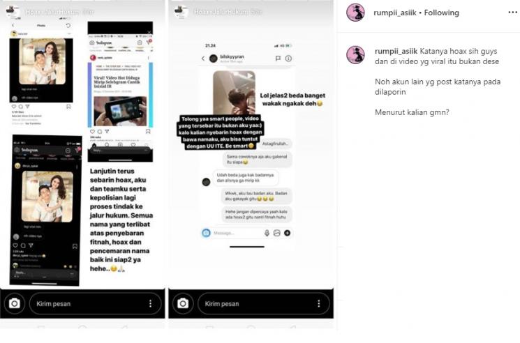 Instagram Stories Indrayani Rusady (Instagram/@rumpii_asiik)