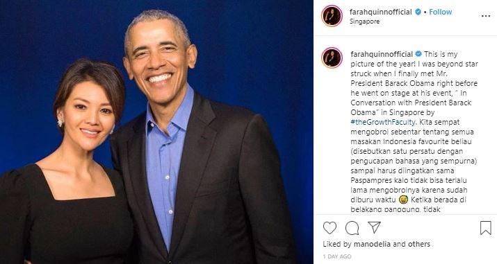 Farah Quinn dan Barack Obama. (Instagram/@farahquinnofficial)