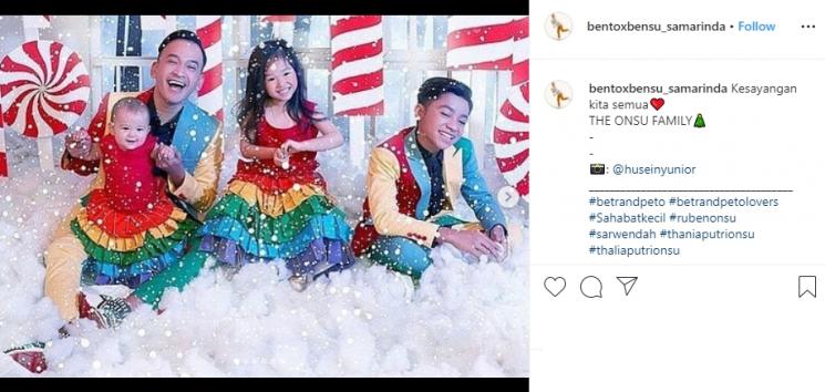 Natal pertama Betrand Peto dan Keluarga Ruben Onsu (Instagram/@bentoxbensu_samarinda)