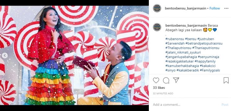 Natal pertama Betrand Peto dan Keluarga Ruben Onsu (Instagram/@bentoxbensu_banjarmasin)