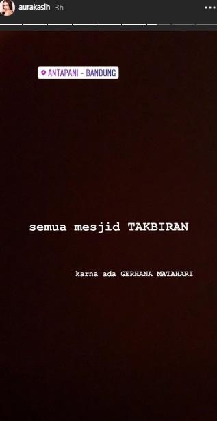 Postingan Aura Kasih soal Gerhana Matahari Cincin. (Instagram)