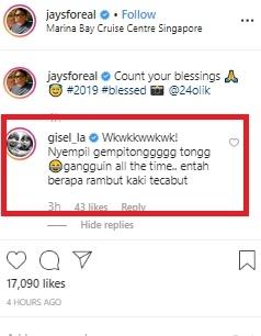 Komentar Gisel lihat keakraban Wijin dan Gempi. (Instagram)