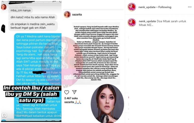 Instagram Stories Sarah Azhari (Instagram/@nenk_update)