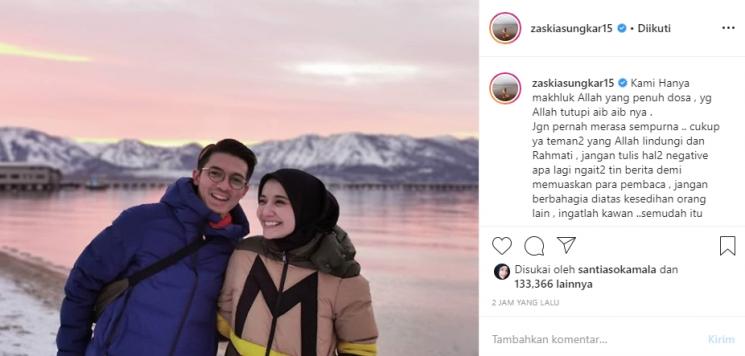 Zaskia Sungkar dan Irwansyah (Instagram/@zaskiasungkar15)