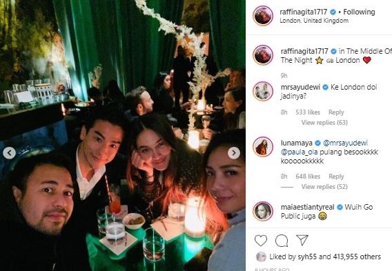 Ryochin dan Luna Maya mesra saat makan malam. [Instagram]