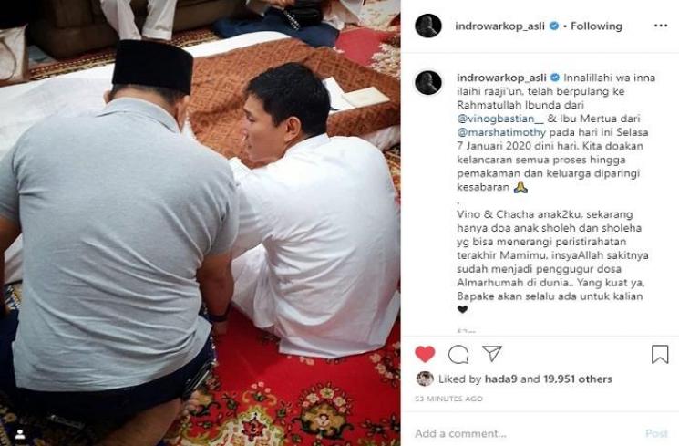 Ibunda Vino G Bastian meninggal (Instagram @indrowarkop_asli)
