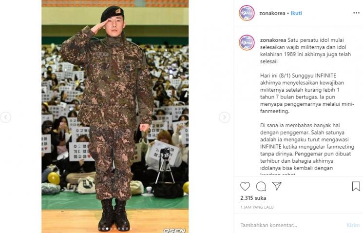 Sunggyu INFINITE pulang wamil (Instagram/@zonakorea)