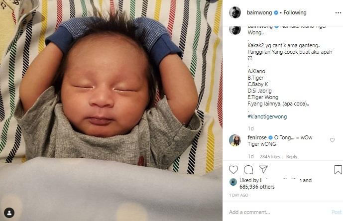 Komentar Feni Rose usul nama panggilan buat anak Baim Wong. (Instagram/@baimwong)