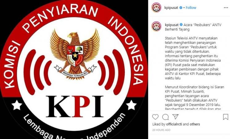 KPI berhentikan acara Pesbukers. (Instagram/@kpipusat)
