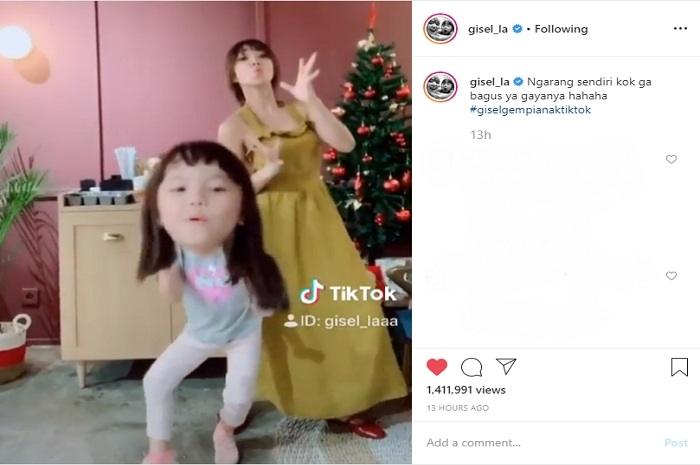 Gempita Nora Marten main Tik Tok (Instagram @gisel_la)