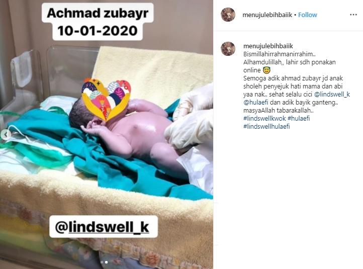 Putra pertama Lindswell kwok dan Achmad Hulaefi (Instagram/@menujulebihbaiik)