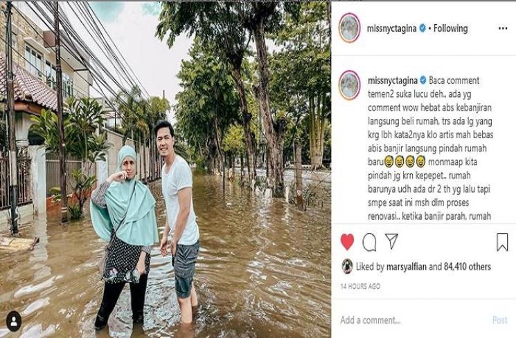 Nycta Gina pindah rumah usai banjir (Instagram @missnyctagina)