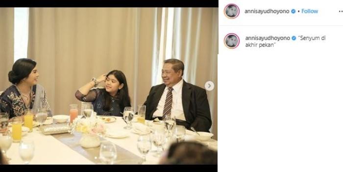 Annisa Pohan dan Almira dan Susilo Bambang Yudhoyono. (Instagram/@annisayudhoyono)