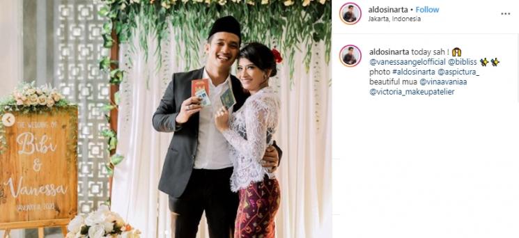 Momen pernikahan Vanessa Angel dan Bibi Ardiansyah (Instagram/@aldosinarta)