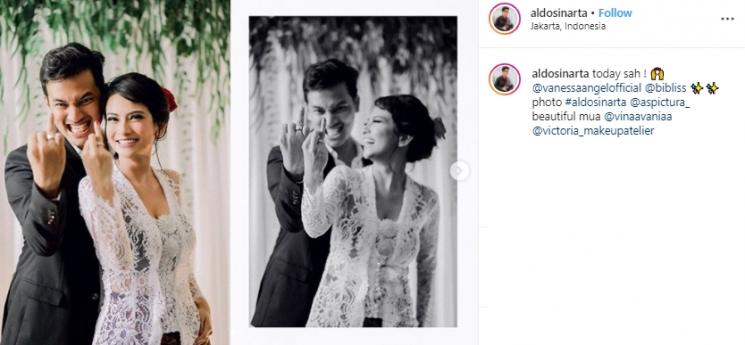 Momen pernikahan Vanessa Angel dan Bibi Ardiansyah (Instagram/@aldosinarta)