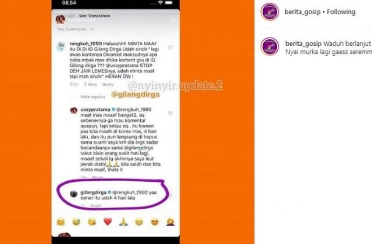 Ussy Sulistiawaty minta maaf. (Instagram/@berita_gosip)