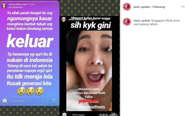 Anisa Bahar komentari perseteruan Lucinta Luna dan selebgram (Instagram/@nenk_update)