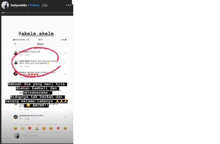 Pernikahan Nabila Faisal dan Marcell Darwin didoakan berakhir cerai (Instagram @fastynabila)