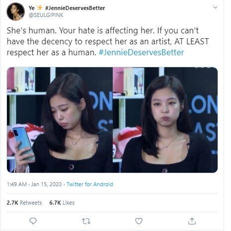 Ekspresi Jennie BLACKPINK disorot. (Twitter/@seulgipink)