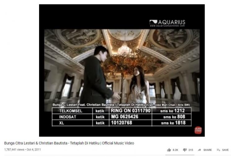 Bunga Citra Lestari dan Christian Bautista. (Youtube/AquariusMusikindo)