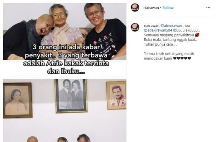 Ria, Ade dan Atrie Irawan. (Instagram/@riairawan)