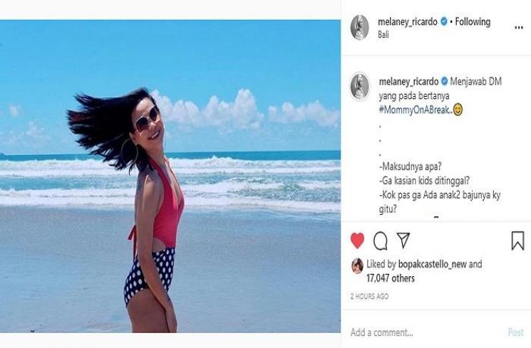 Melaney Ricardo dihujat karena tidak mengajak anaknya saat liburan (Instagram @melaney_ricardo)