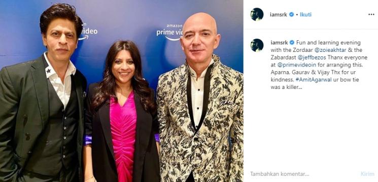 Shah Rukh Khan, Zoya Akhtar dan Jeff Bezos (Instagram/@iamsrk)