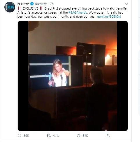 Brad Pitt dan Jennifer Aniston. (Twitter/enews)