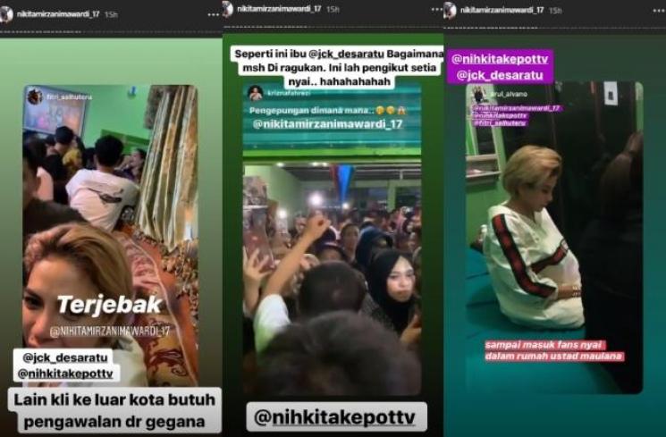 Nikita Mirzani dikepung fans di rumah Ustaz Maulana. (Instagram/@nikitamirzanimawardi_17)