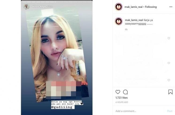 Gading Marten dipanggil sayang DJ seksi (Instagram @mak_lamis_real)