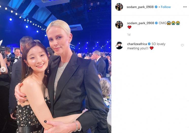 Park So Dam dan Charlize Theron di SAG Awards 2020 (Instagram/@sodam_park_0908)