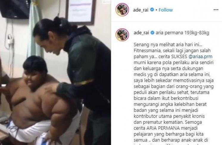 Ade Rai dan Aria Permana. (Instagram/@ade_rai)