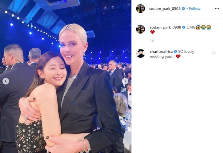 Park So Dam dan Charlize Theron di SAG Awards 2020 (Instagram/@sodam_park_0908)