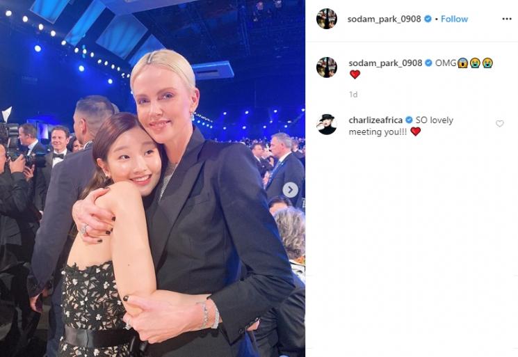 Park So Dam dan Charlize Theron di SAG Awards 2020 (Instagram/@sodam_park_0908)