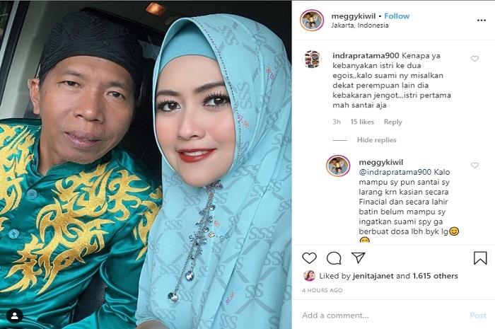 Balasan menohok Meggy Kiwil saat dituding egois karena cemburu (Instagram @meggykiwil)