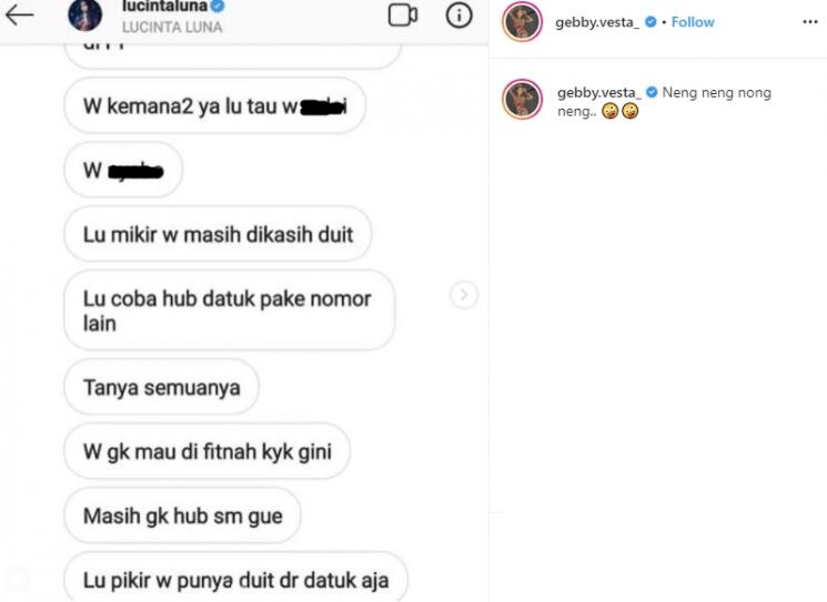 Gebby Vesta Buka DM Lucinta Luna (Instagram/@gebby.vesta_)
