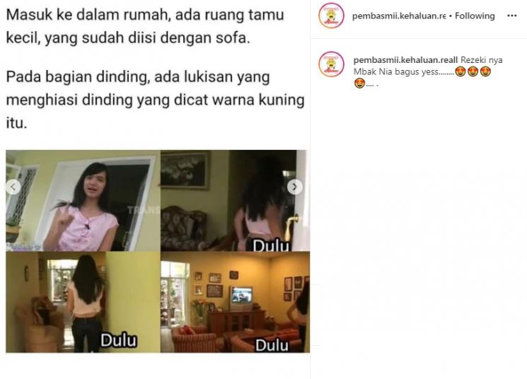 Potret Nia Ramadhani (Instagram/@pembasmii.kehaluan.reall)