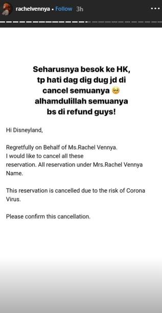 Rachel Vennya cancel liburan ke Hong Kong. (Instagram/@rachelvennya)