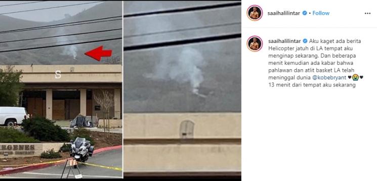 Lokasi jatuhnya helikopter yang diduga ditumpangi Kobe Bryant (Instagram/@saaihalilintar)