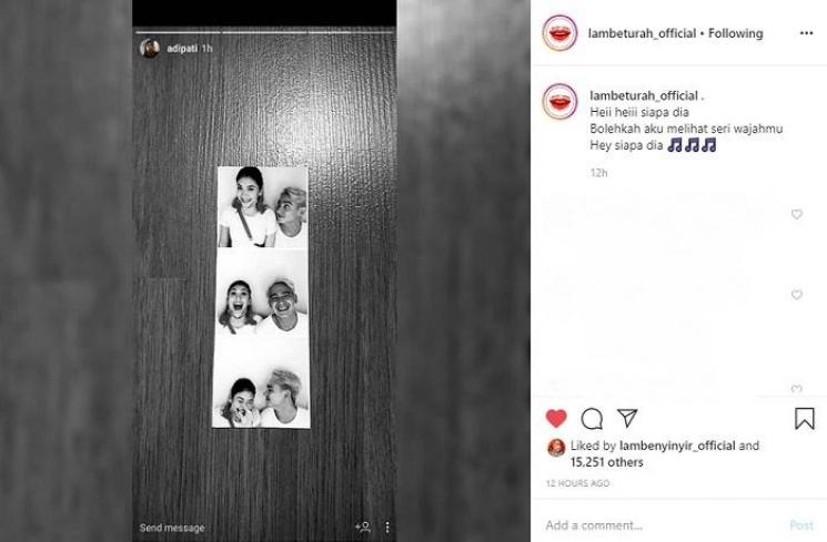 Adipati Dolken berfoto dengan seorang cewek (Instagram @lambeturah_official)
