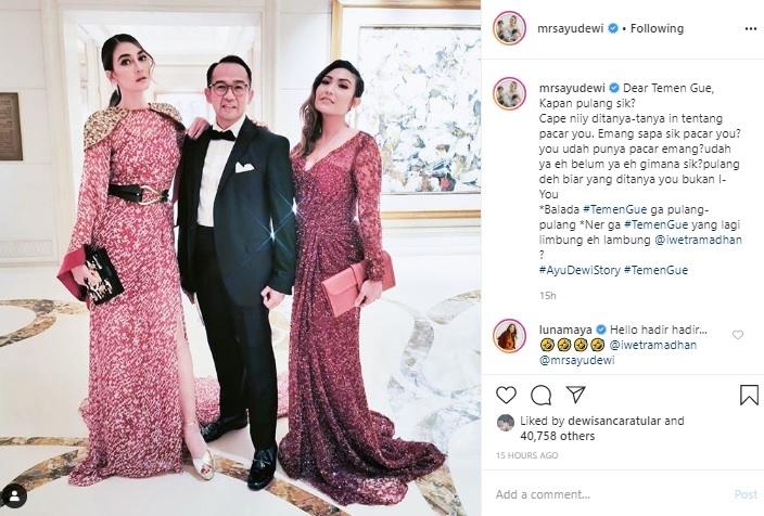 Luna Maya, Iwet Ramadhan dan Ayu Dewi. (Instagram/@mrsayudewi)