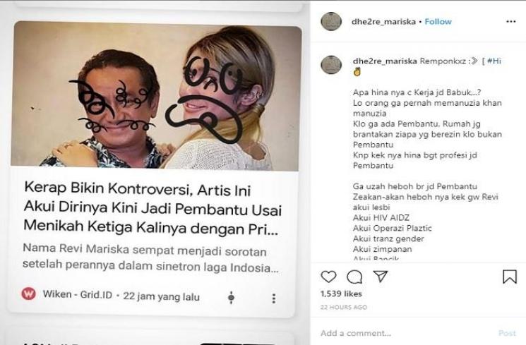 Revi Mariska (Instagram @dhe2re_mariska)