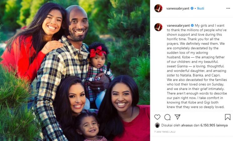 Kobe Bryant, Vanessa Bryant dan anak-anak (Instagram/@vanessabryant)